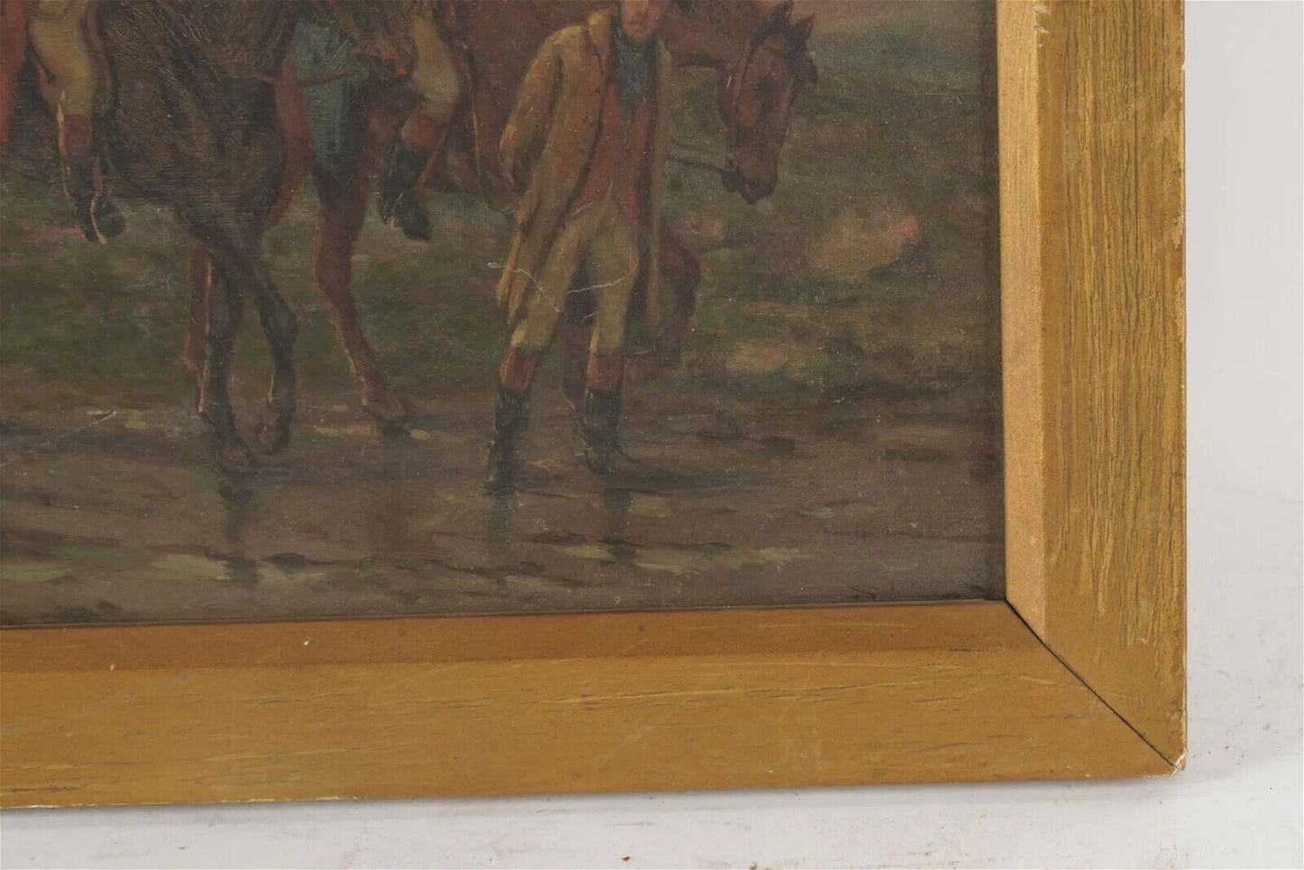 18th Century Soldiers on Horseback British School Oil on Board Framed