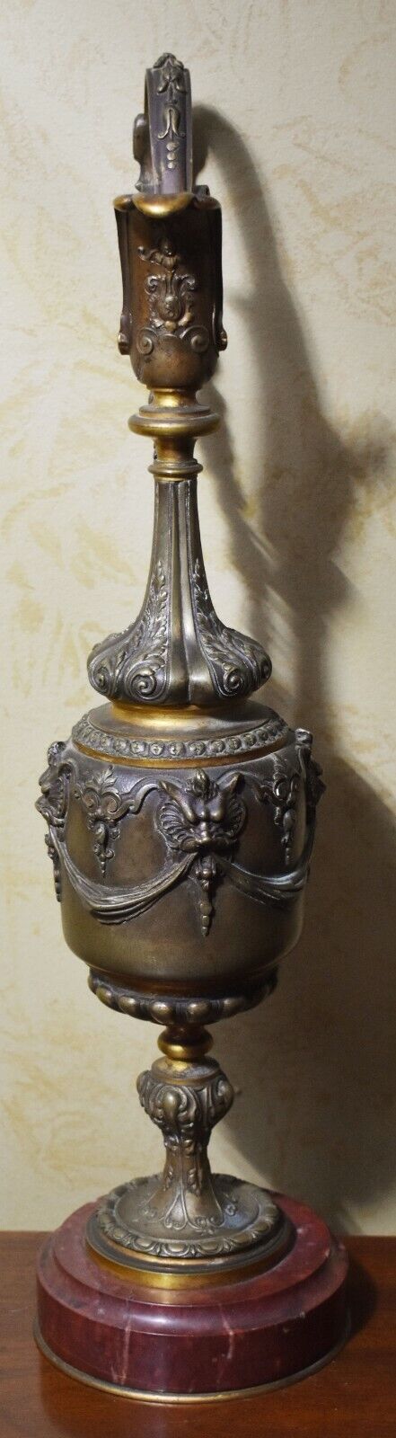 Pair of Neo-Classical Style Ewers Bronze & Marble