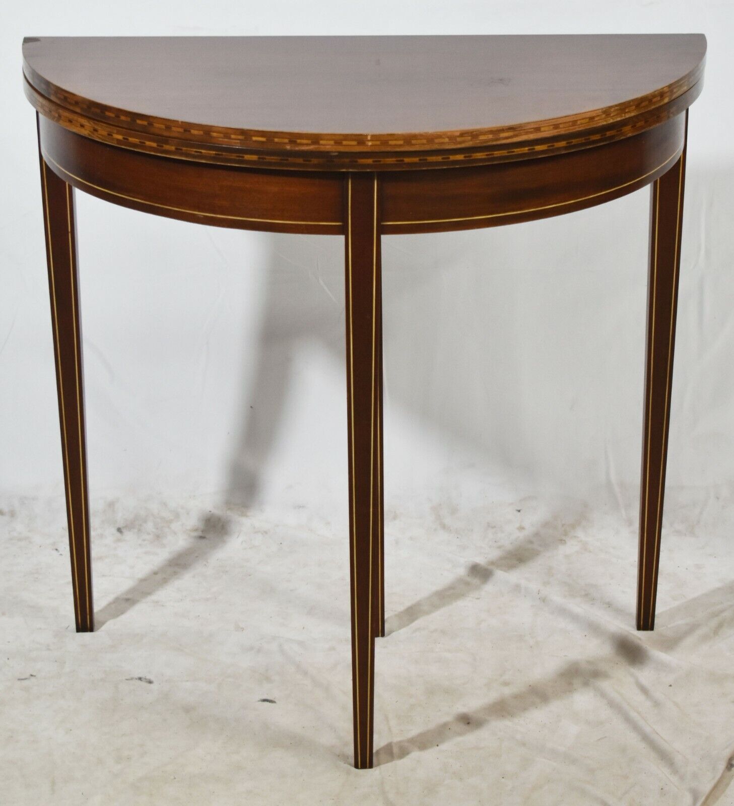 Brant Furniture Mahogany Demi Lune Game Table Console Table Inlays Mar ...