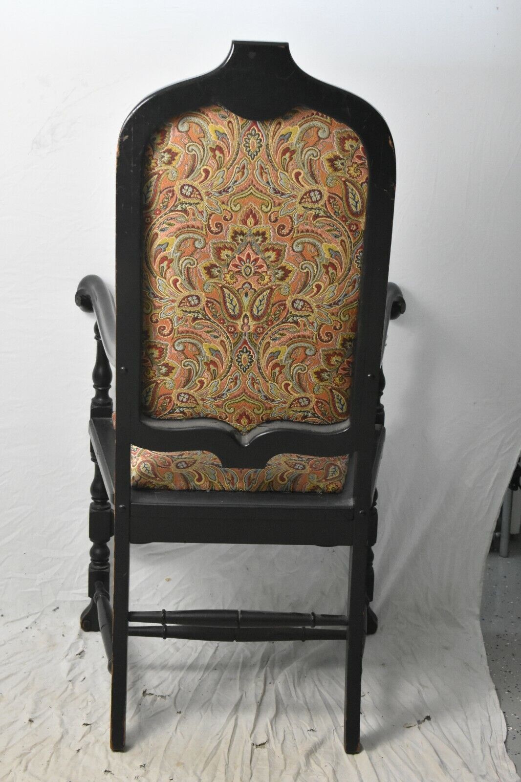 Michigan Chair Company William and Mary Style Ebonized Arm Chair