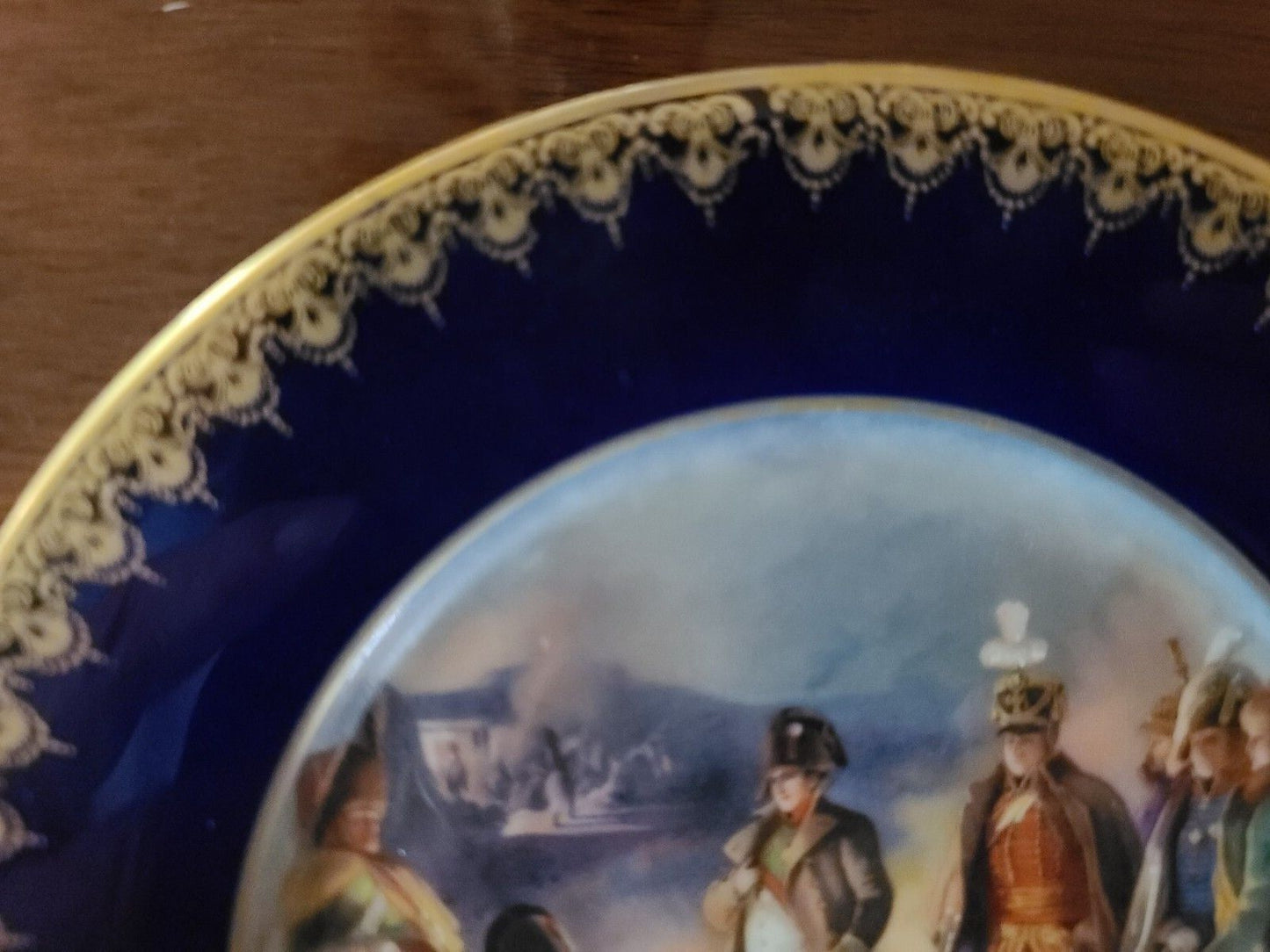 Limoges France Hand Painted Blue/Gold Plates Napoleonic scene Limited Edition