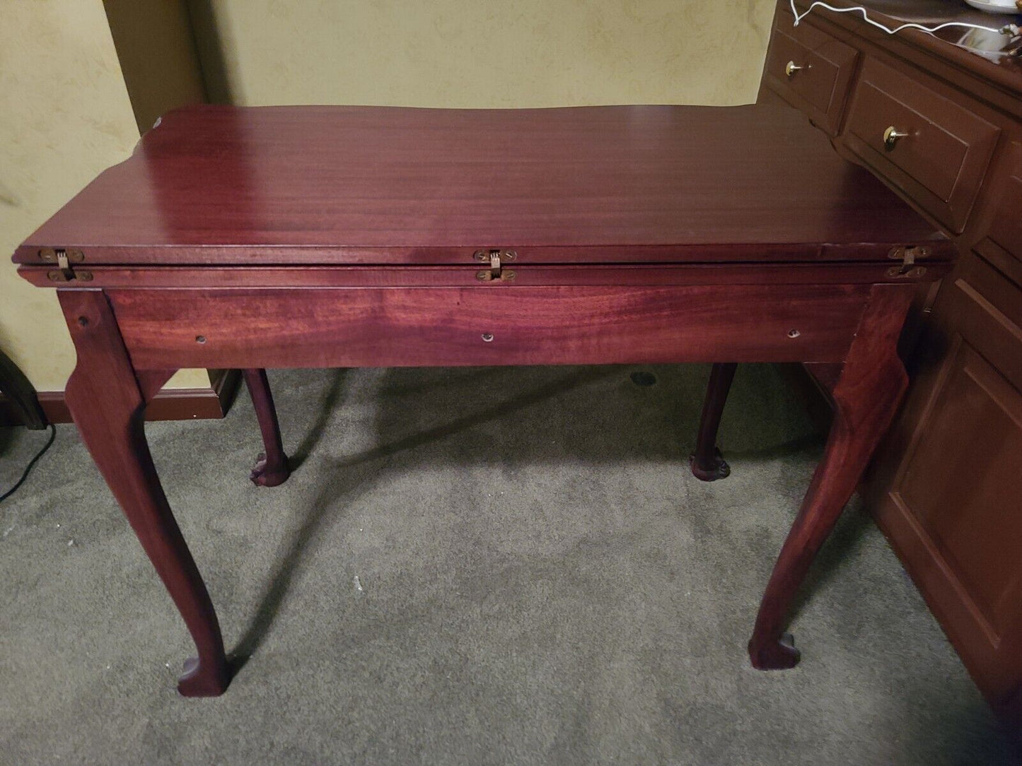 19th Century Mahogany Chippendale Game Table Flip Top Newly Refinished Clawfoot