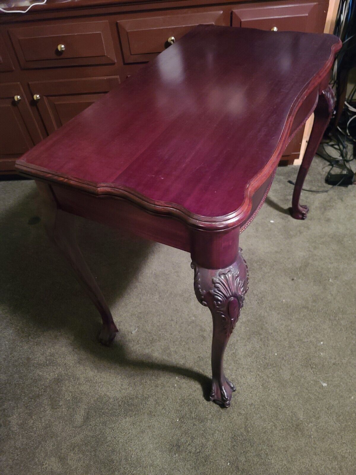 19th Century Mahogany Chippendale Game Table Flip Top Newly Refinished Clawfoot