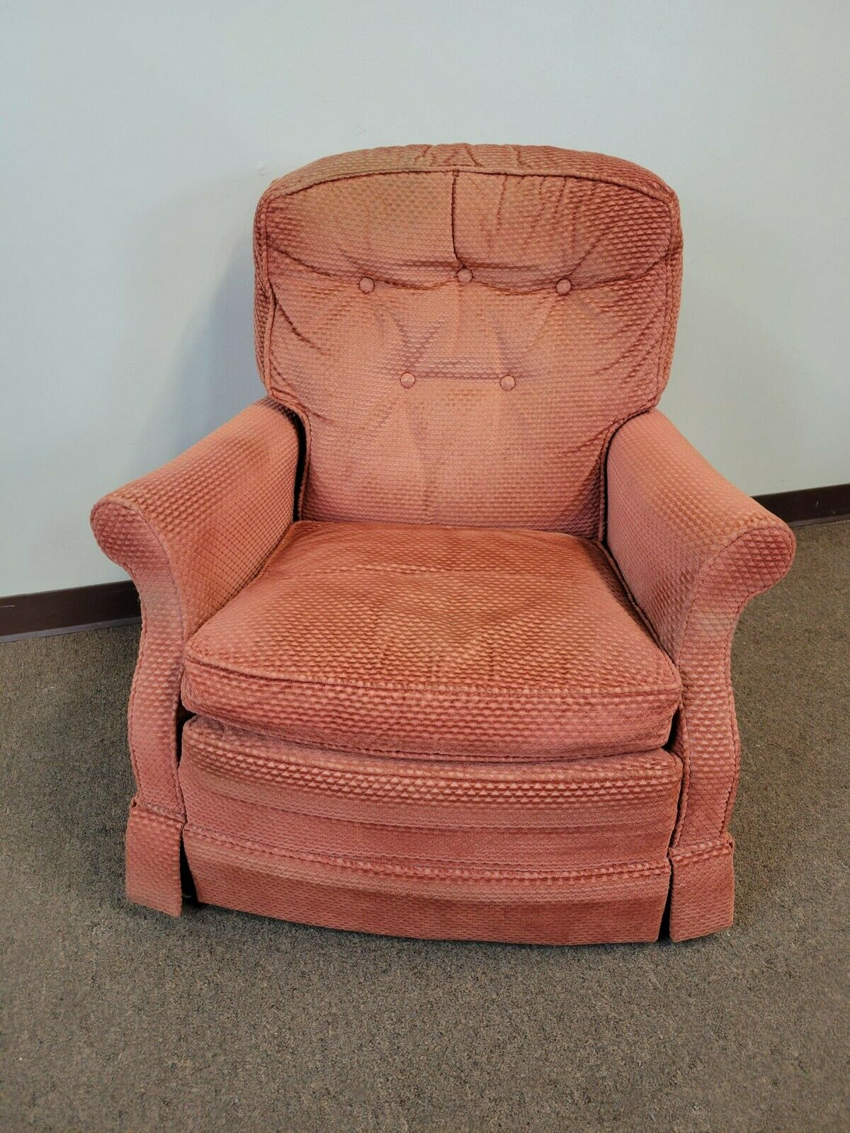 Baker Furniture Club Chair with Ottoman Tufted Upholstery