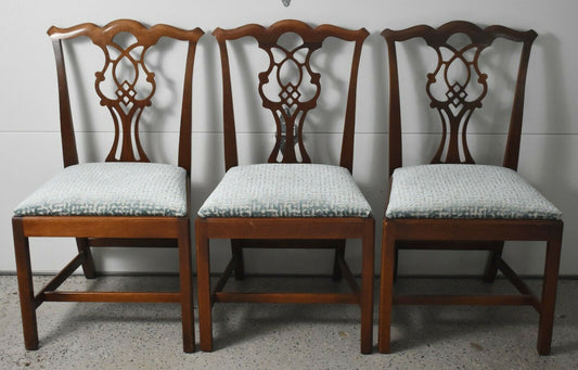 CRAFTIQUE Chippendale Mahogany Dining Room Chairs, Set of 6