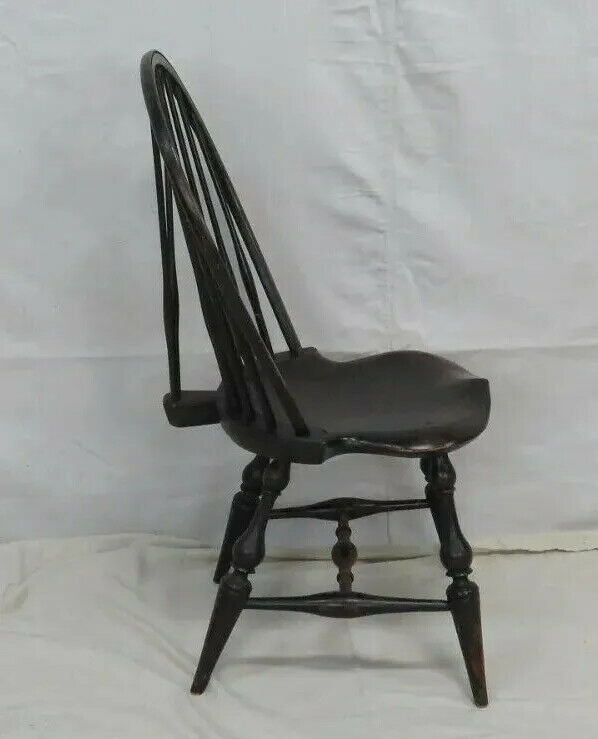 D.R. Dimes Black Brace Back Windsor Chair Bench Made