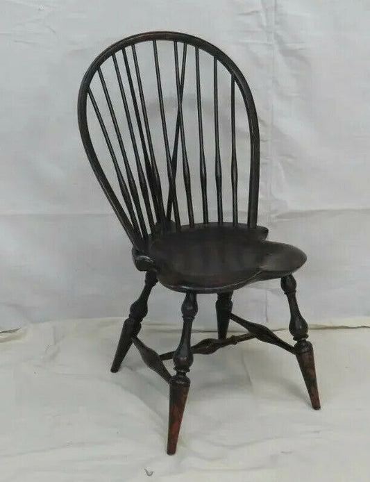 D.R. Dimes Black Brace Back Windsor Chair Bench Made