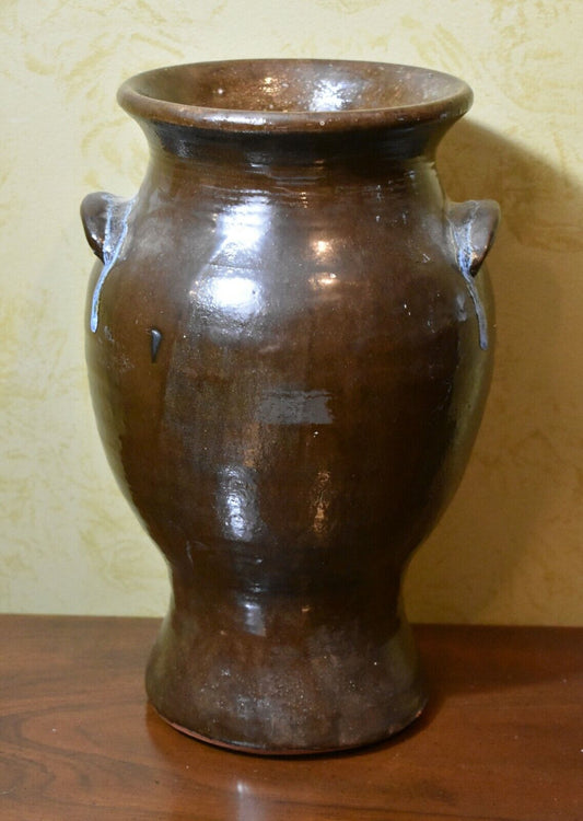 Dal Burtchaell Large Pig Ear Pottery Jug Vase, Folk Art, Georgia Artisan