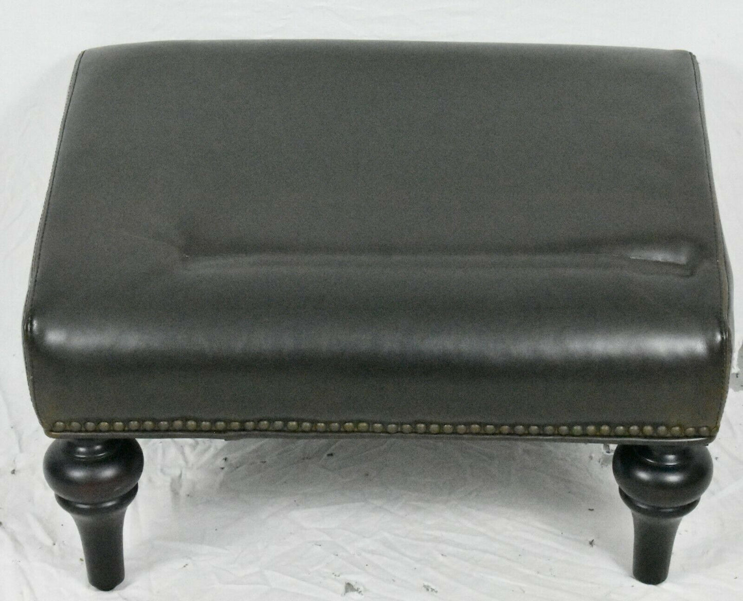 Dark Brown Leather club chair & Ottoman with Nail head trim