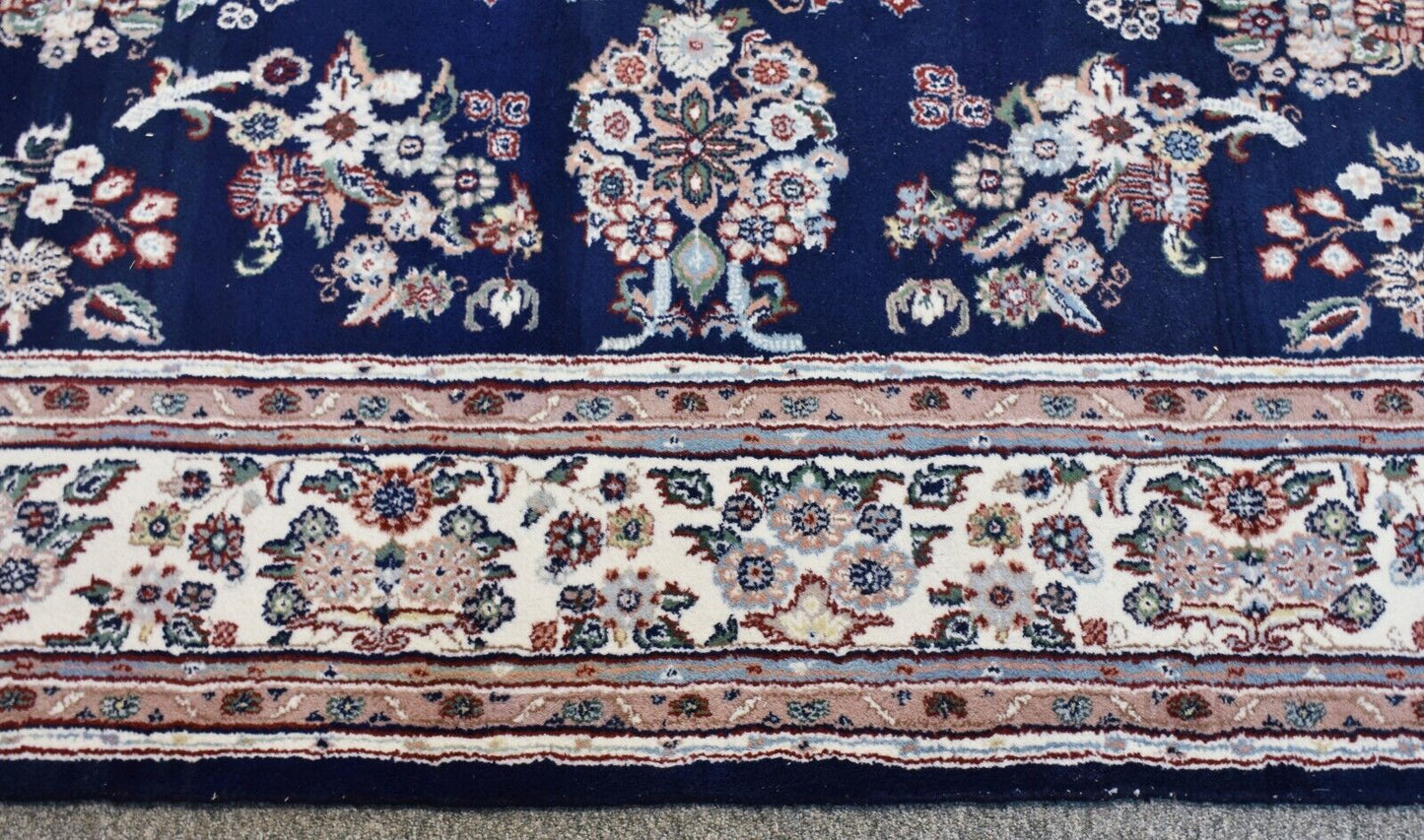 Designer Hand Knotted Sapphire Rug Made in India, 100% Wool Pile Bloomingdale