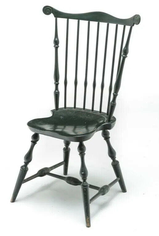 Douglas Cambell Black Fan Back Windsor Chair Bench Made