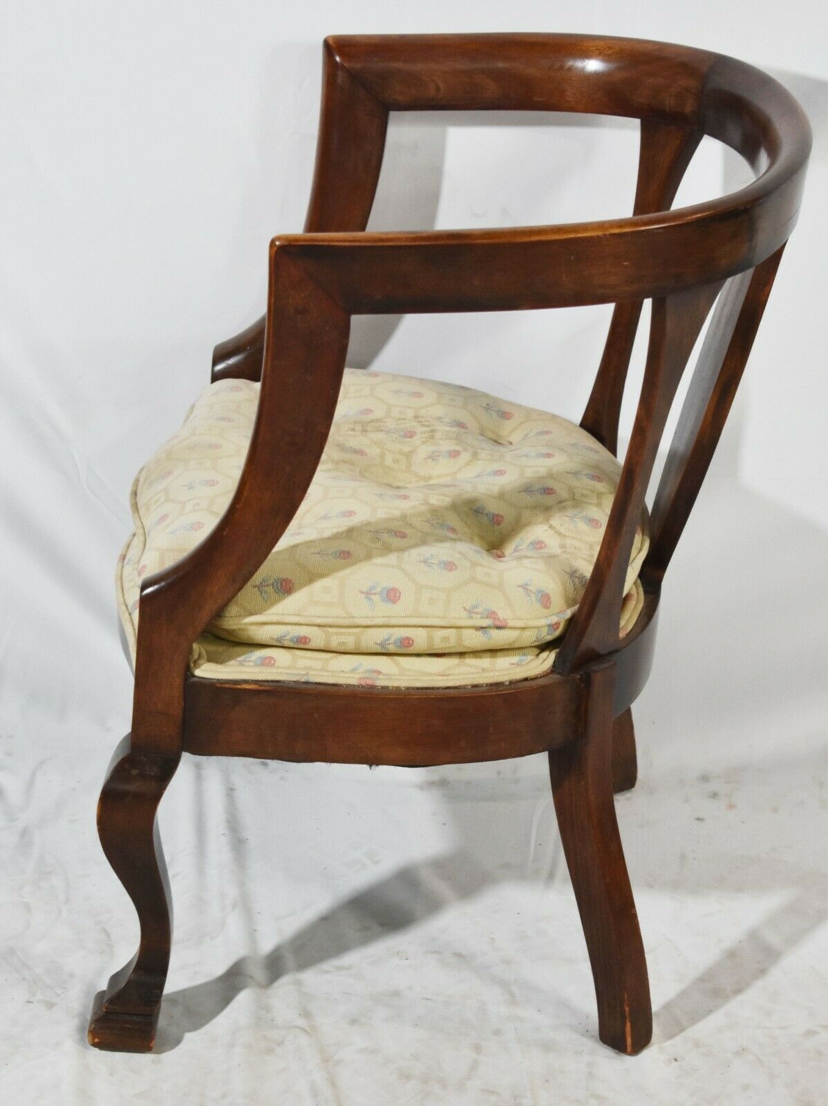 Empire Style Mahogany Barrel Back Arm Chair att. Henredon