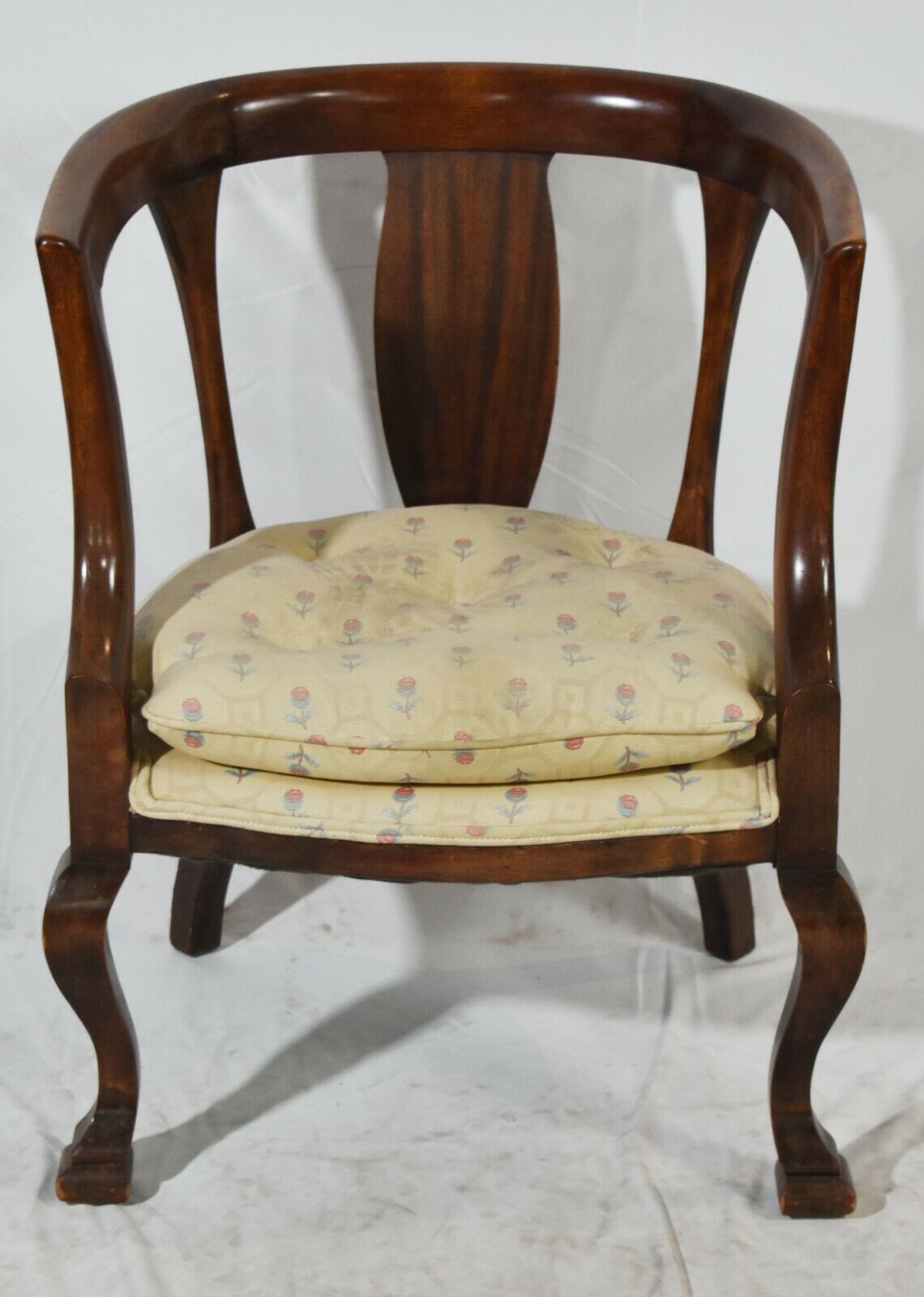 Empire Style Mahogany Barrel Back Arm Chair att. Henredon