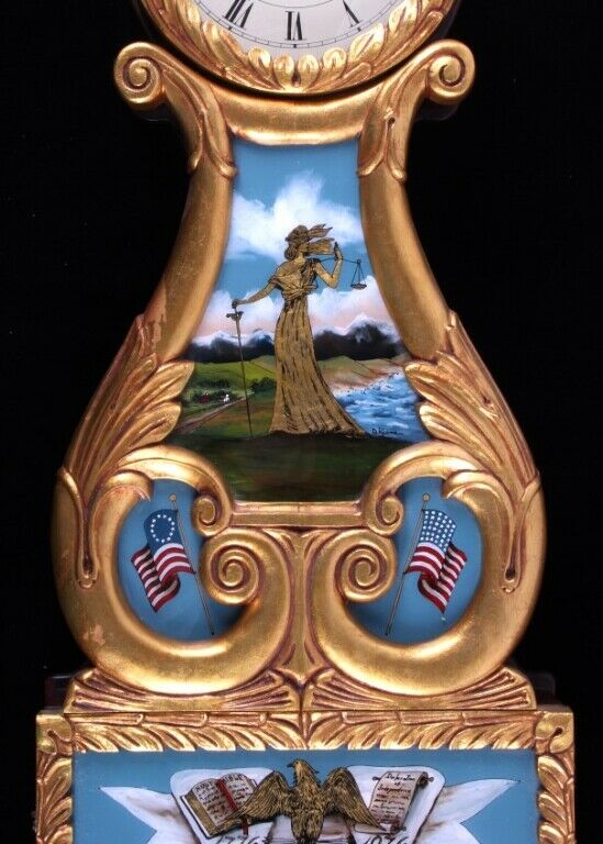 Eurich & Romeo Bicentennial Mahogany & Gold Gilt Lyre Clock Rare Only 500 Made