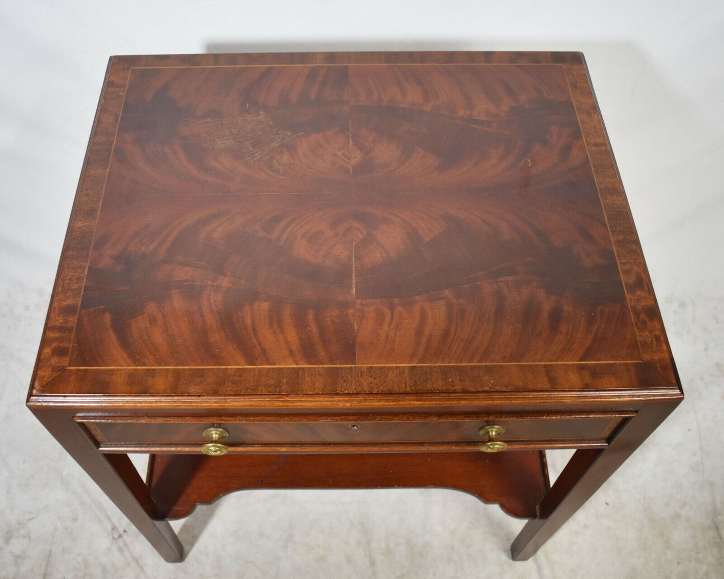 Flame Mahogany Occasion Table Bedside Table By Southhampton Inlays Made in USA