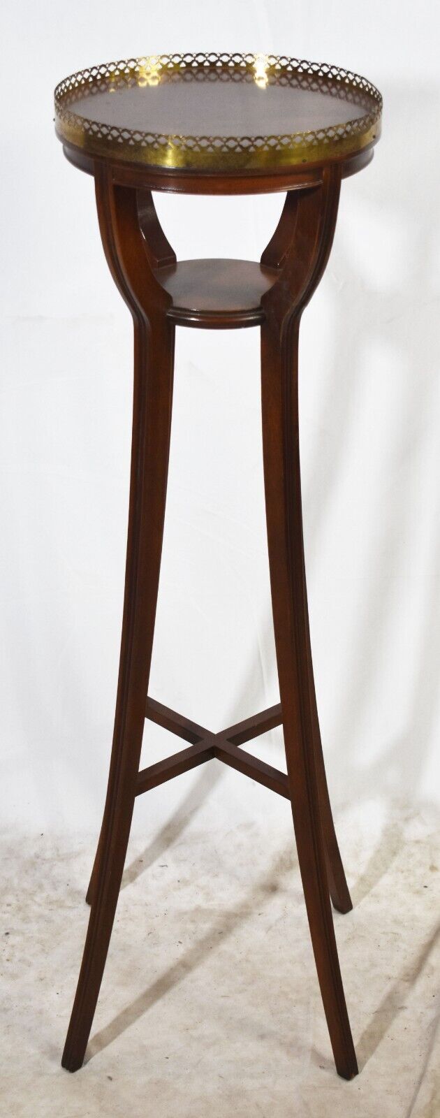 Baker Mahogany Plant Stand Torchere with Brass Gallery in the Regency Style