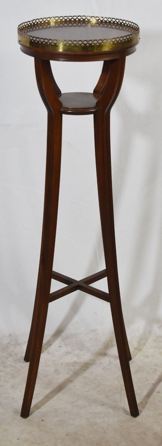 Baker Mahogany Plant Stand Torchere with Brass Gallery in the Regency Style