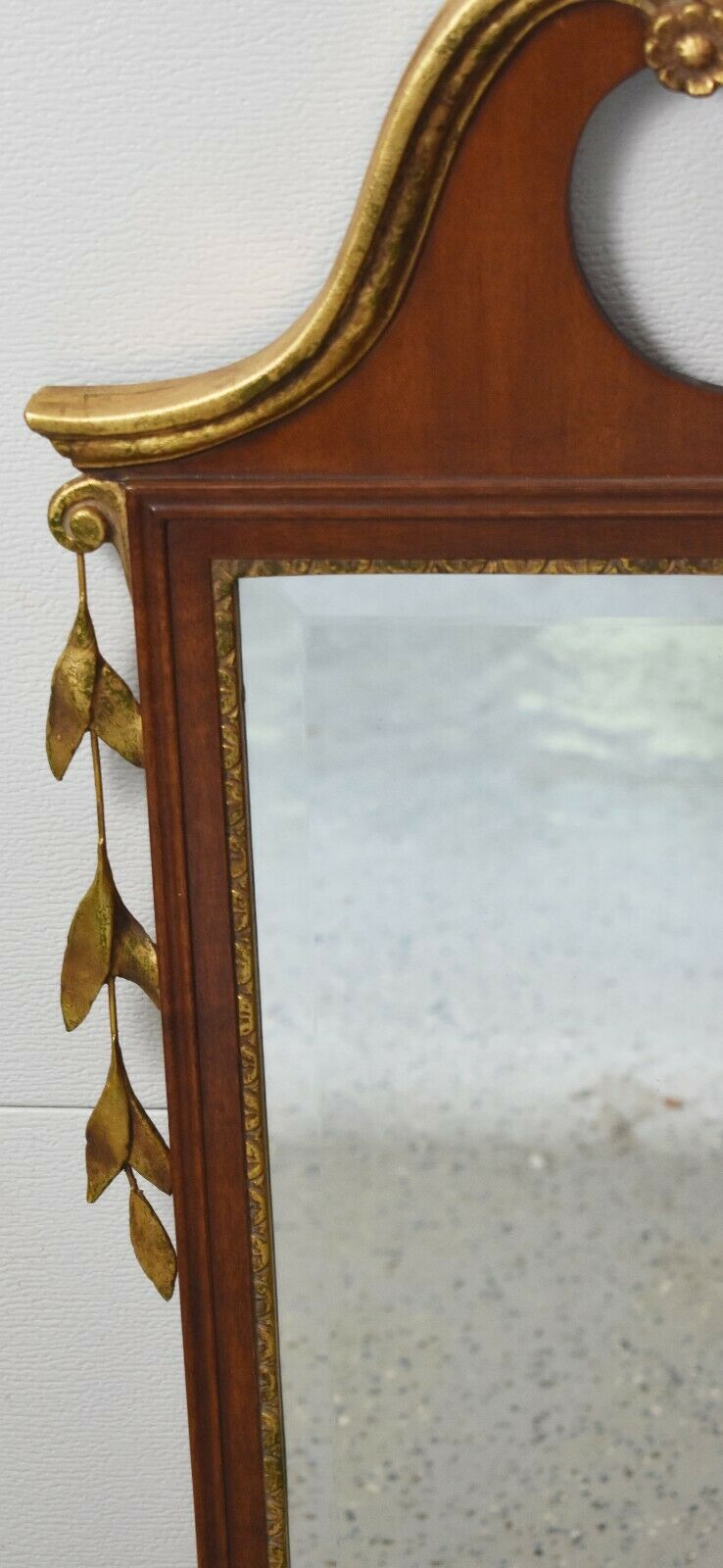 Friedman Brothers Mahogany Beveled Mirror with Gold Gilt Accents and Urn