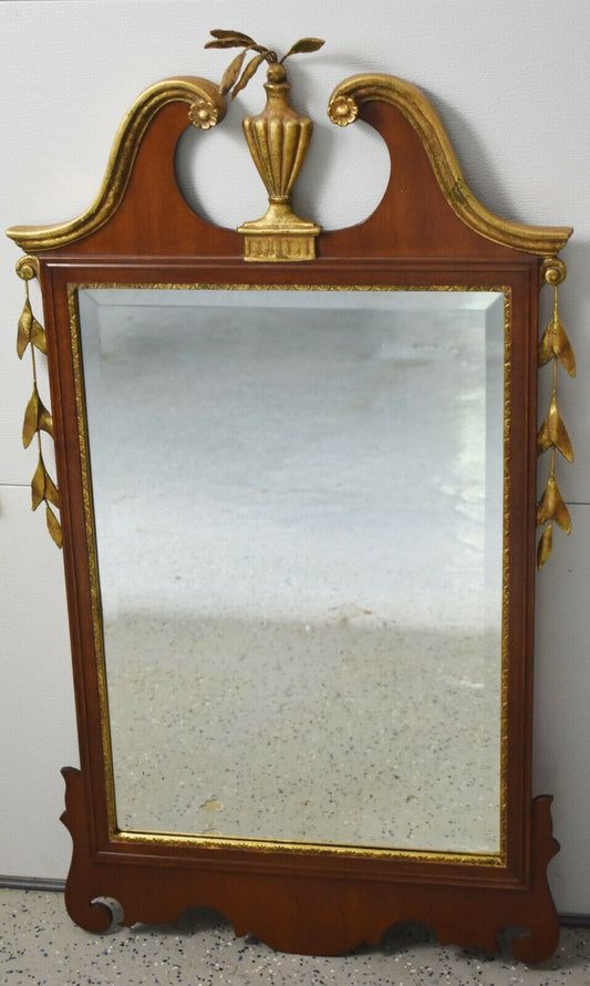 Friedman Brothers Mahogany Beveled Mirror with Gold Gilt Accents and Urn