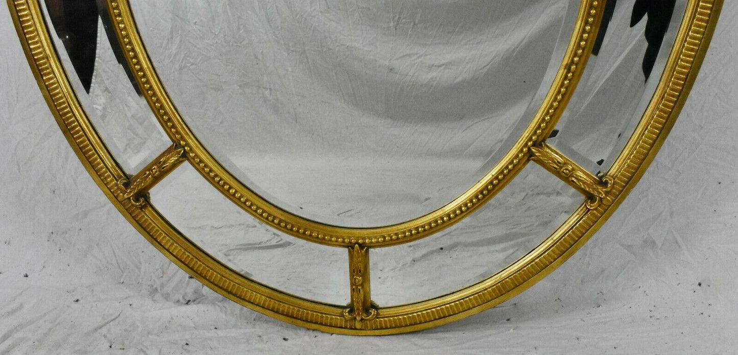 FRIEDMAN BROTHERS Stylish Round Gold Gilt-Wood Beveled Mirror