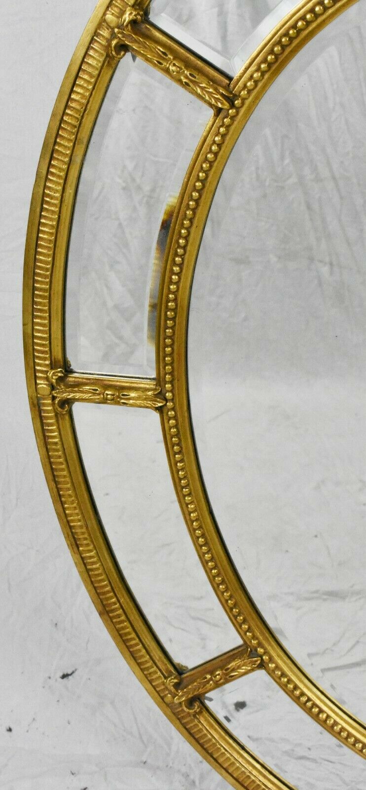 FRIEDMAN BROTHERS Stylish Round Gold Gilt-Wood Beveled Mirror