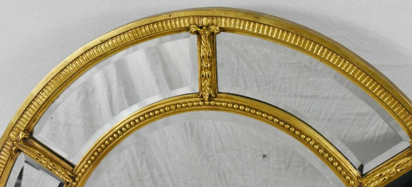 FRIEDMAN BROTHERS Stylish Round Gold Gilt-Wood Beveled Mirror