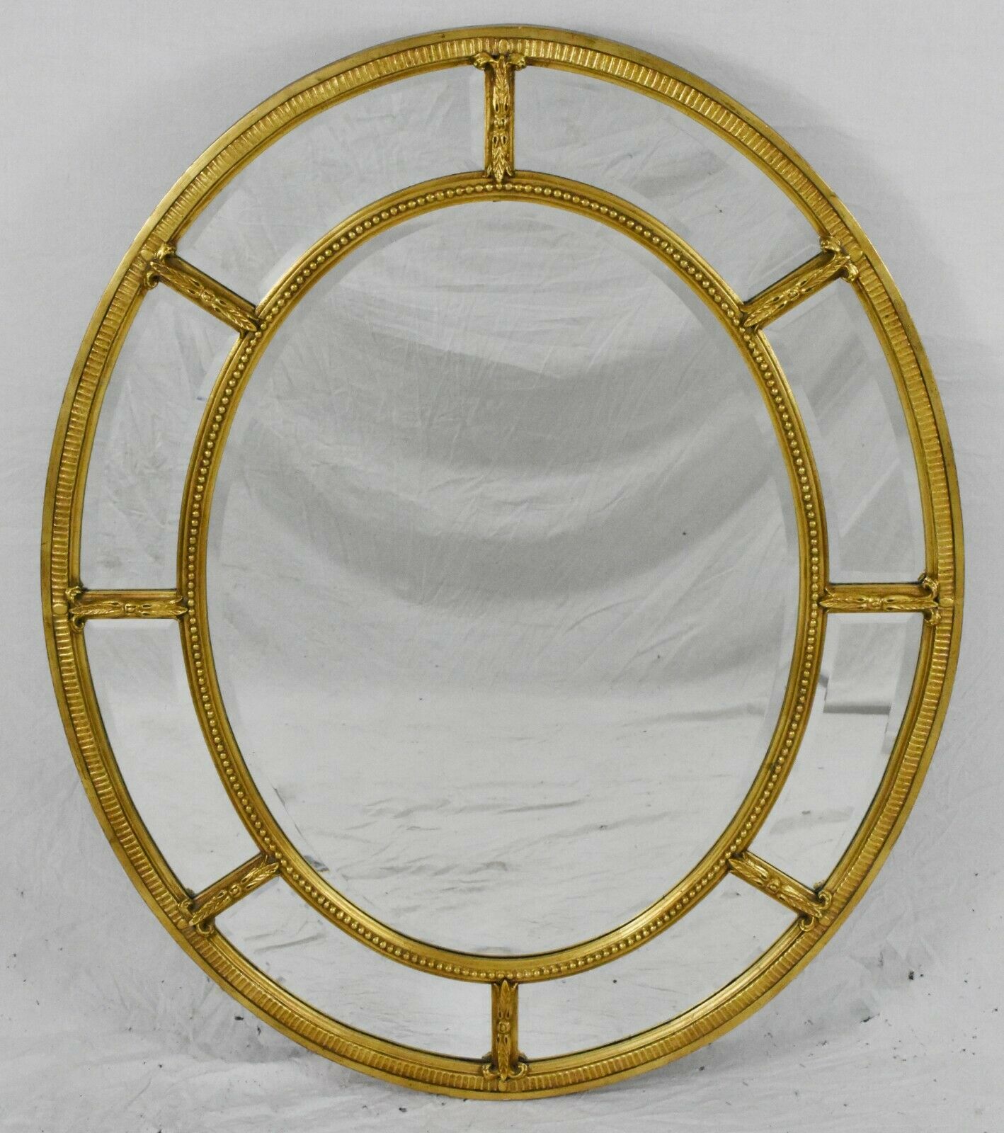 FRIEDMAN BROTHERS Stylish Round Gold Gilt-Wood Beveled Mirror