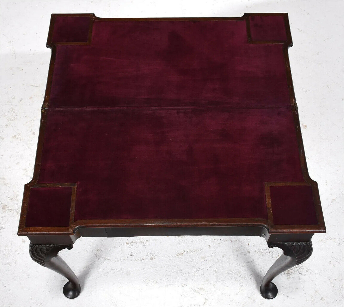 George II 18th Century Mahogany Irish Chippendale Game Table Flip Top Felt Top