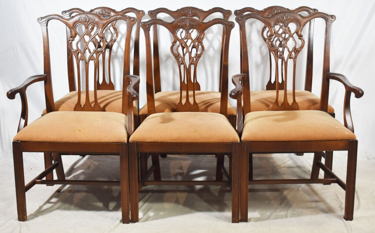 Lawsonia Chippendale Mahogany Dining Room Chairs, Set of 6 made in Philadelphia