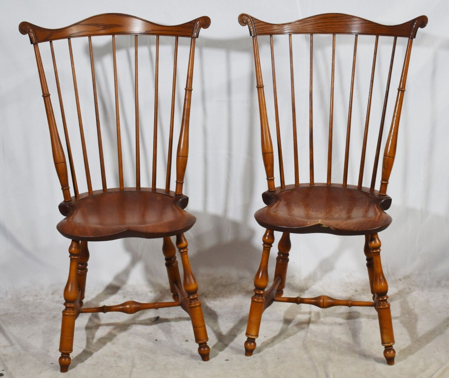 Pair of D.R. Dimes Lancaster Fan Back Windsor Chairs Bench Made