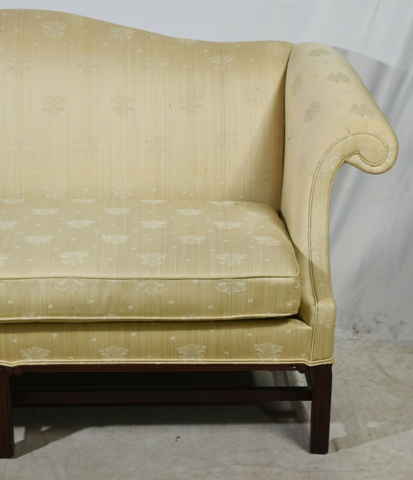 Hickory Chair Mahogany Chippendale Style Sofa Designer Prince of Wales Fabric