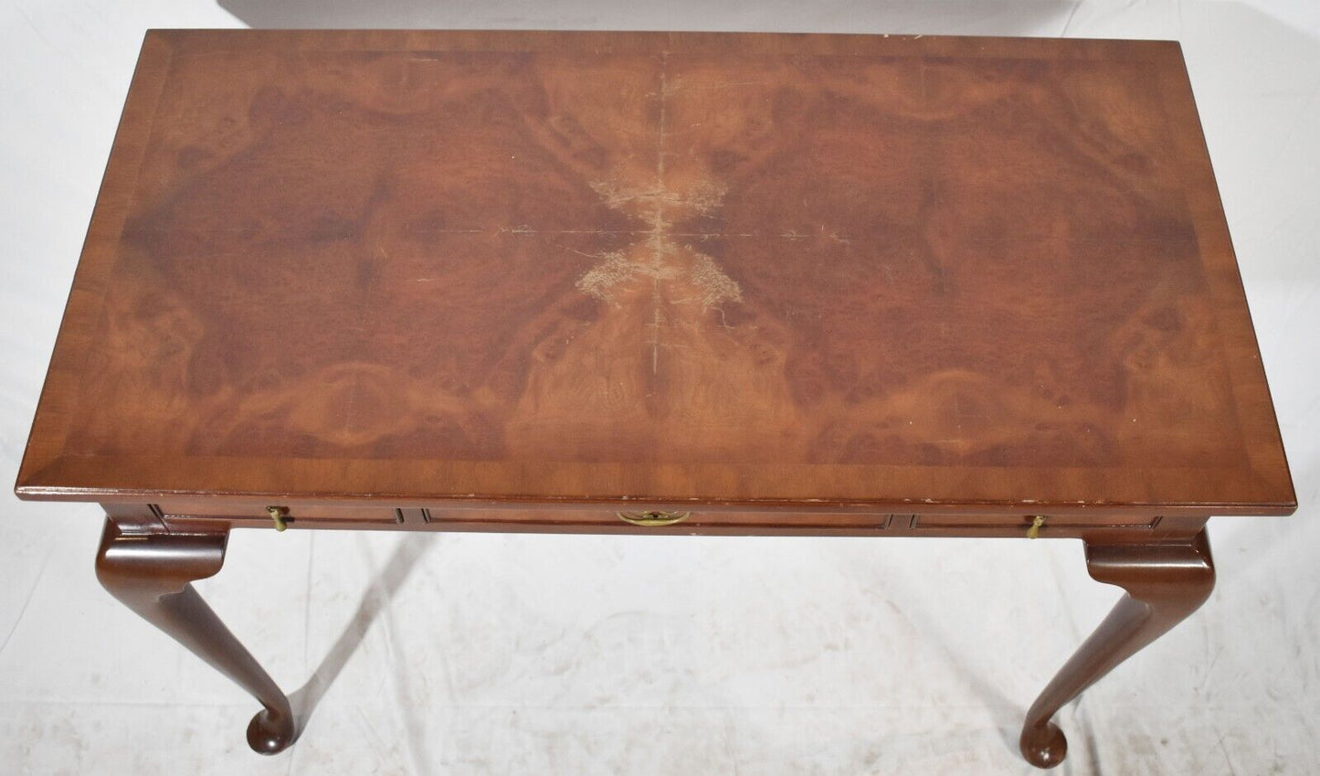 Kittinger Queen Anne Style Mahogany & Burl Wood Writing Desk