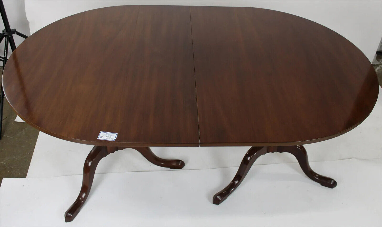 Kittinger Queen Anne Style Mahogany Two Pedestal Dining Table with 3 Leaves