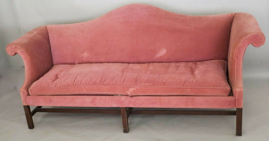 Kittinger Williamsburg Mahogany Chippendale Sofa Rose Velvet Fabric WA 1005