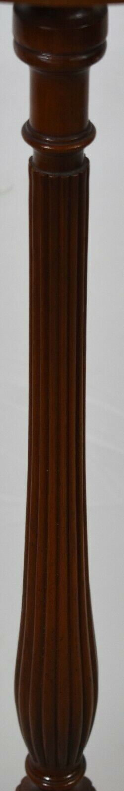 Large Mahogany Plant Stand Candlestick with Brass Gallery Williamsburg Style