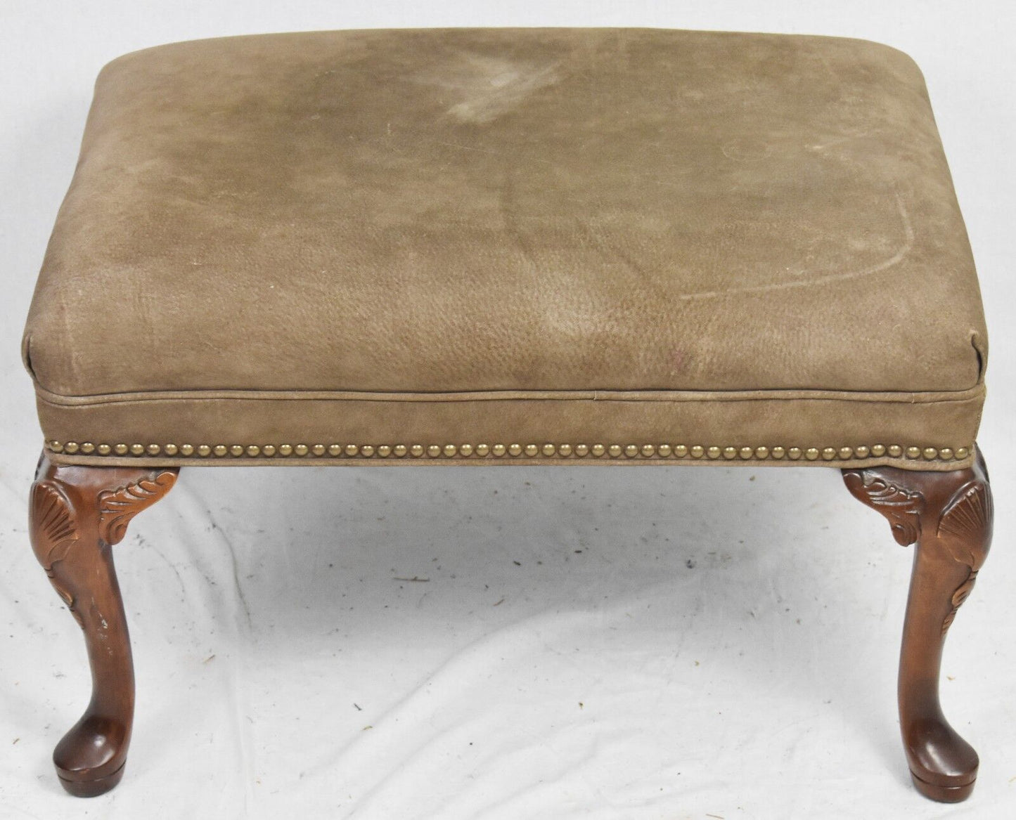 Old Hickory Tannery Mahogany Chair with Ottaman Tan Leather Fabric Nailhead Trim