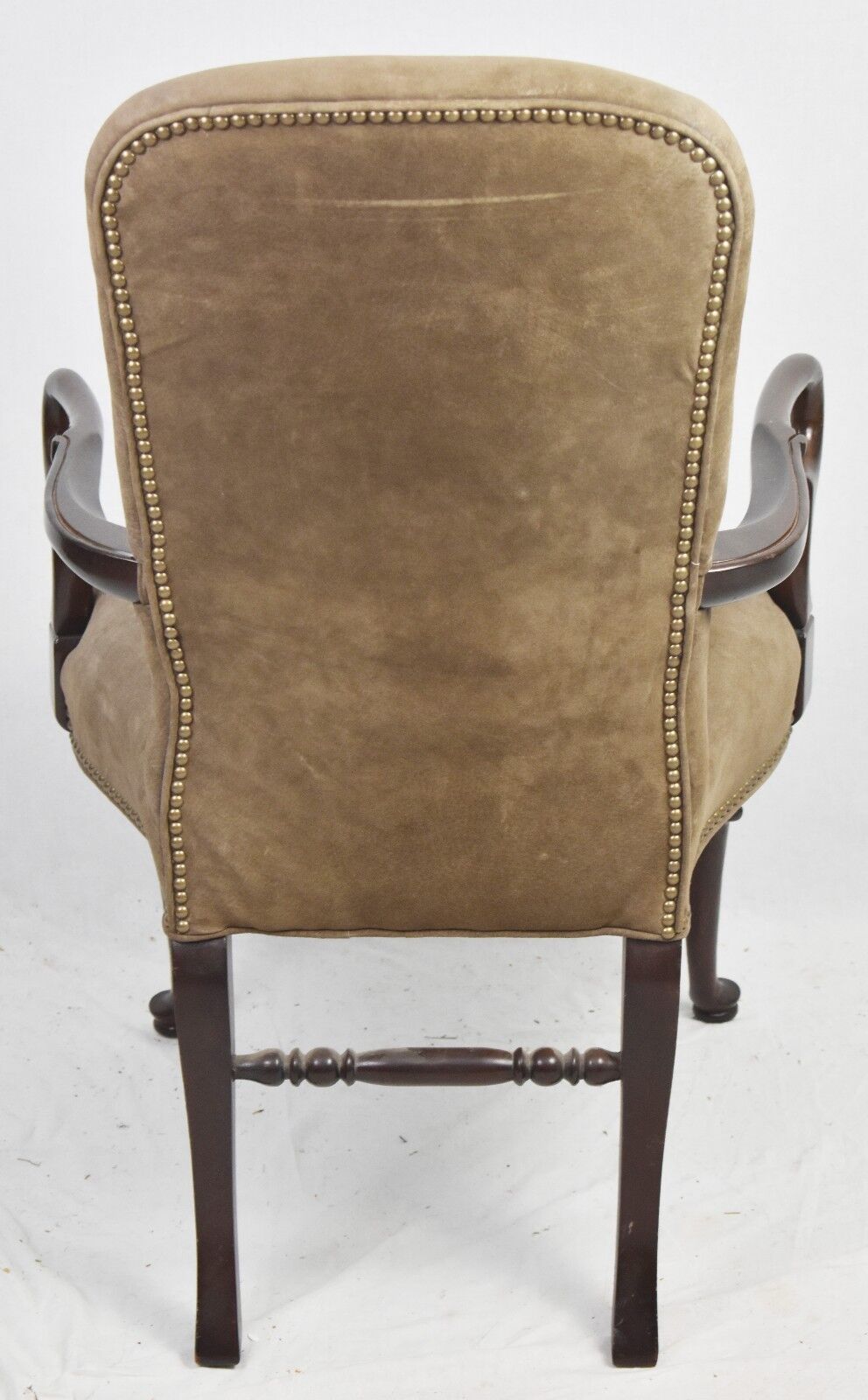 Old Hickory Tannery Mahogany Chair with Ottaman Tan Leather Fabric Nailhead Trim