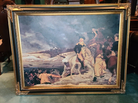 Passage Of The Delaware by Thomas Sully Print with Painting on Canvas Framed