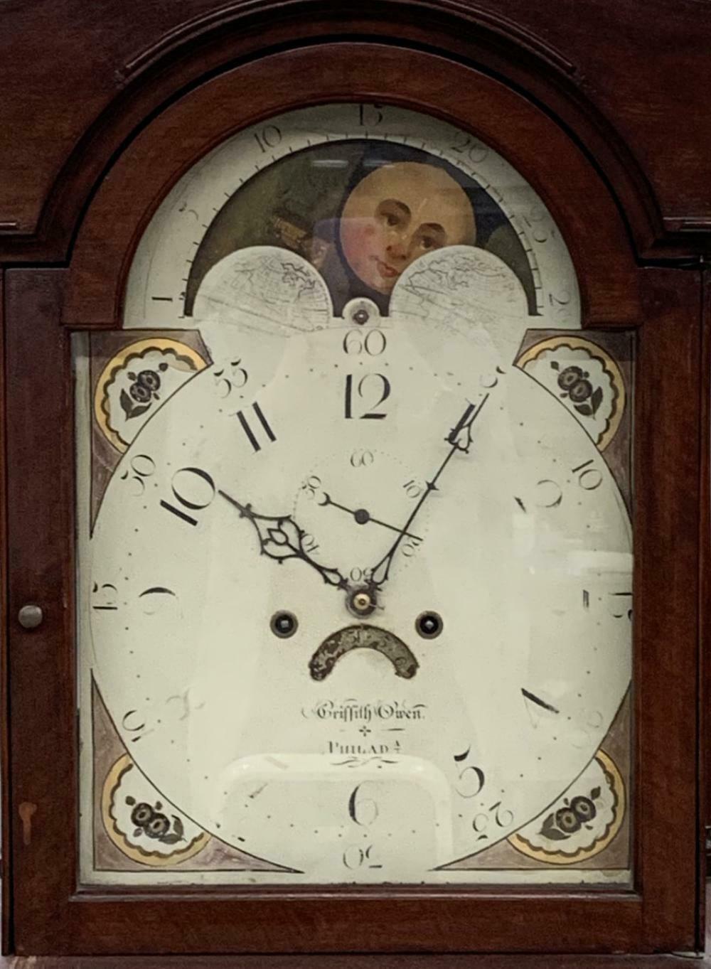 Rare GRIFFITH OWEN Philadelphia Tall Case Grandfather Clock circa 1790