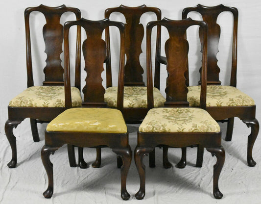 Set of 5 Sacks Marlboro Manner Queen Anne Mahogany Dining Room Chairs