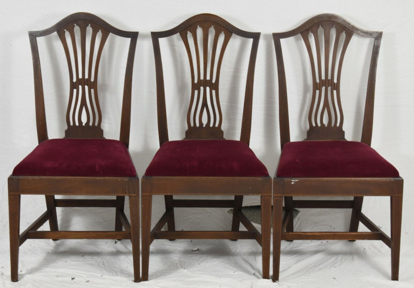 Set of 6 Potthast Bros. Mahogany Chippendale Style Dining Chairs with Inlays