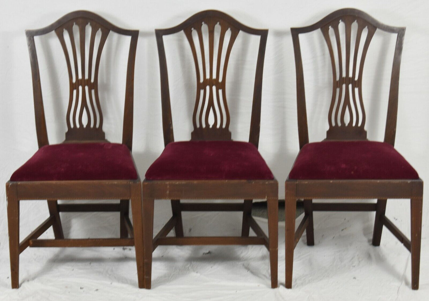 Set of 6 Potthast Bros. Mahogany Chippendale Style Dining Chairs with Inlays