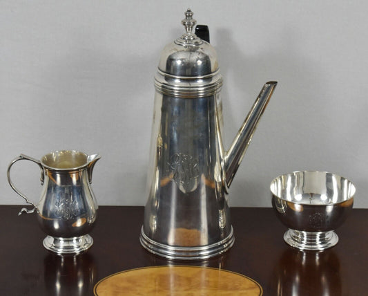 Sterling STIEFF WILLIAMSBURG 3pc Coffee Set with Cream and Sugar CW 29