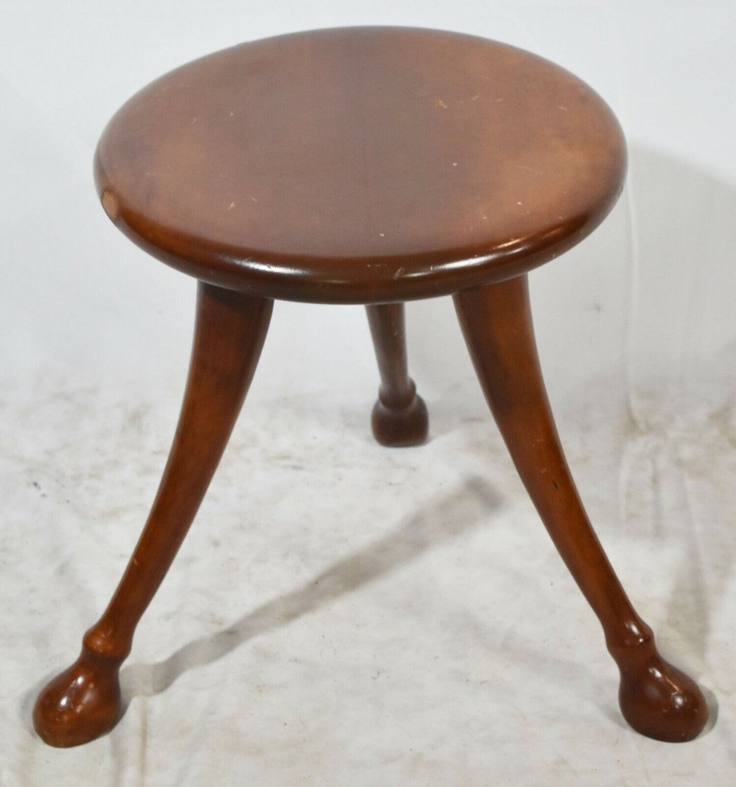 Vintage Solid Mahogany Traditional Three Legged Stool Foot Stool Bench Made