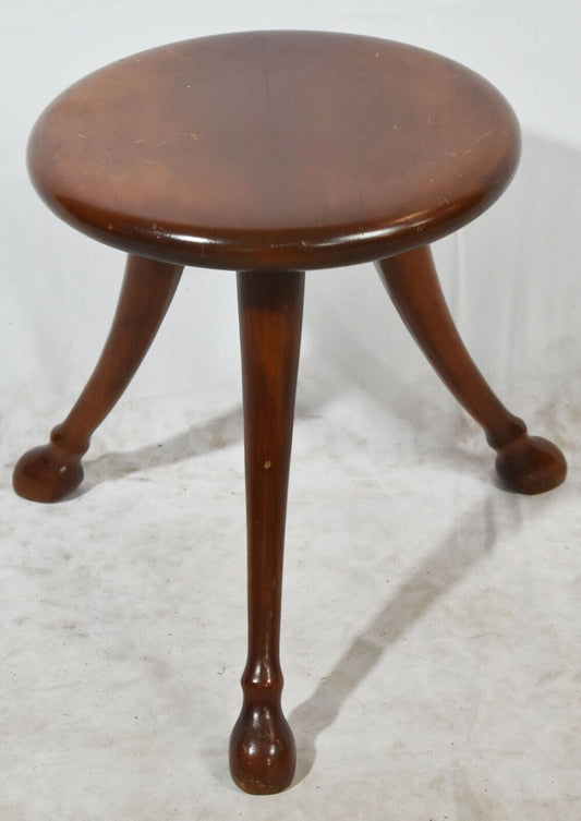 Vintage Solid Mahogany Traditional Three Legged Stool Foot Stool Bench Made