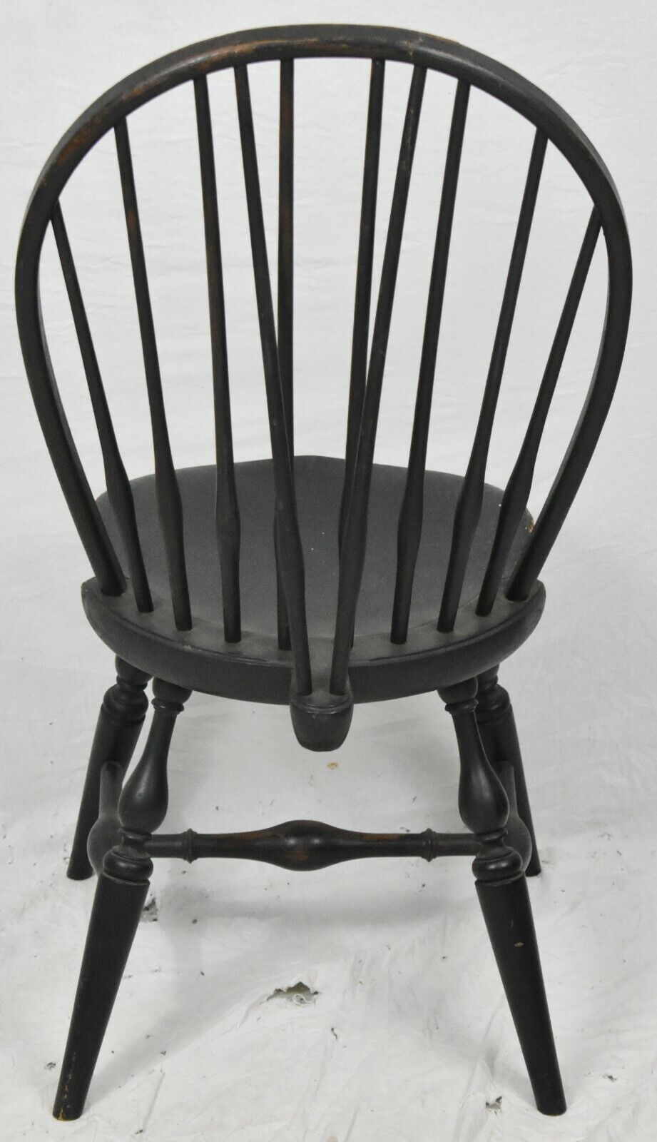 Wallace Nutting Black Brace Back Windsor Chair Bench Made Model 301