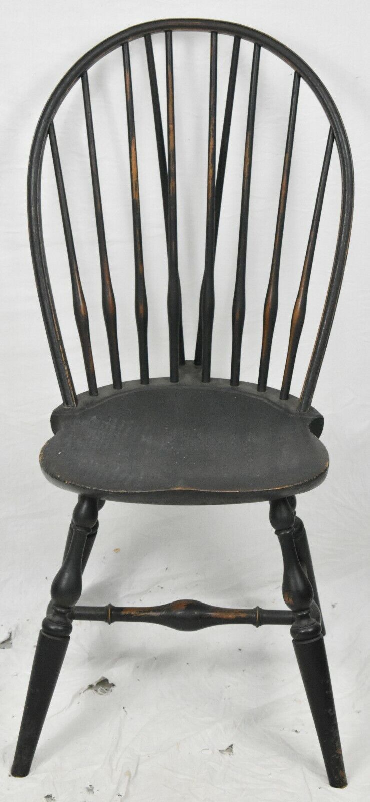 Wallace Nutting Black Brace Back Windsor Chair Bench Made Model 301