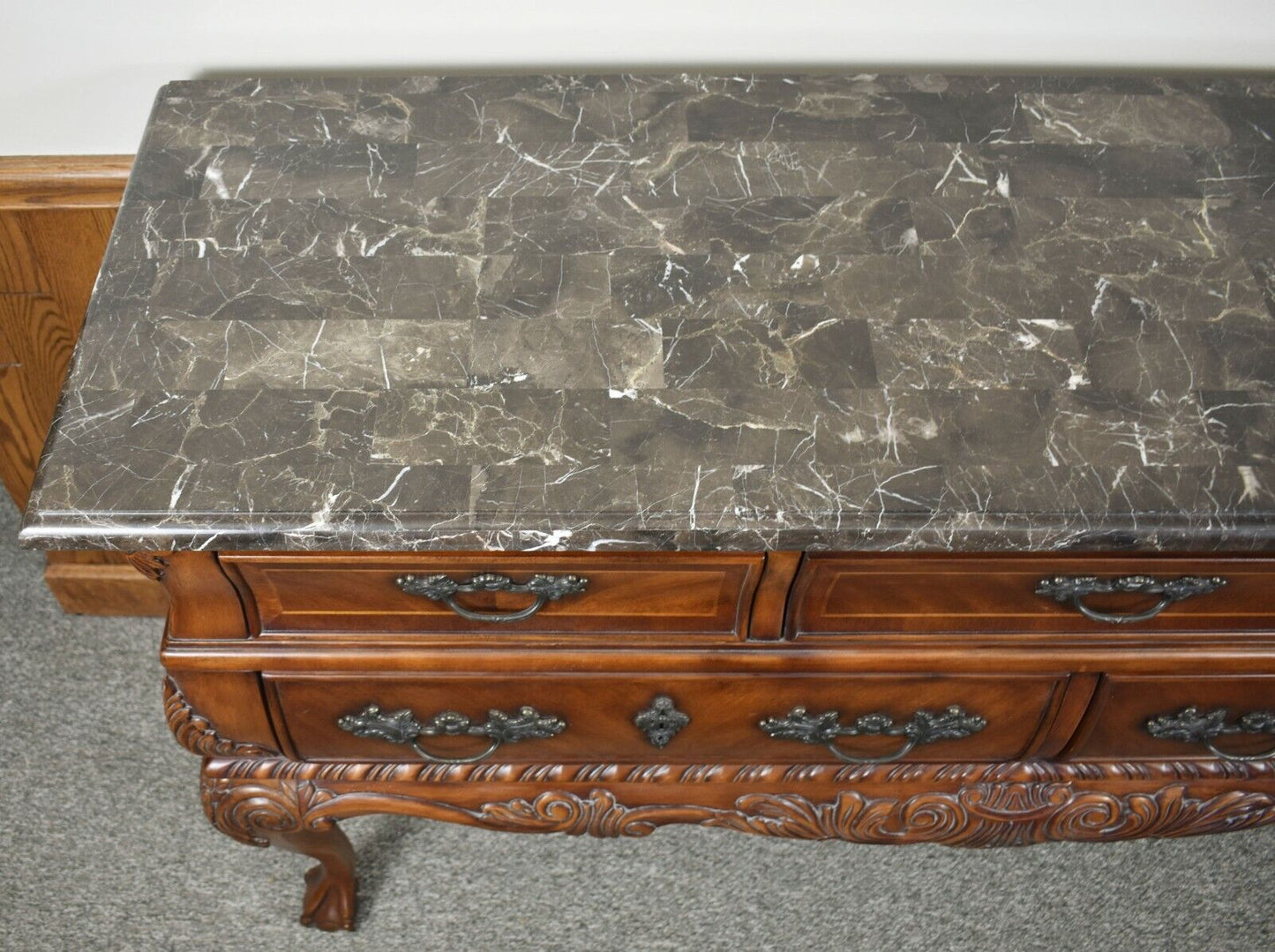 Broyhill Mahogany Marble Top Chest of Drawers Ball & Claw Chippendale Style