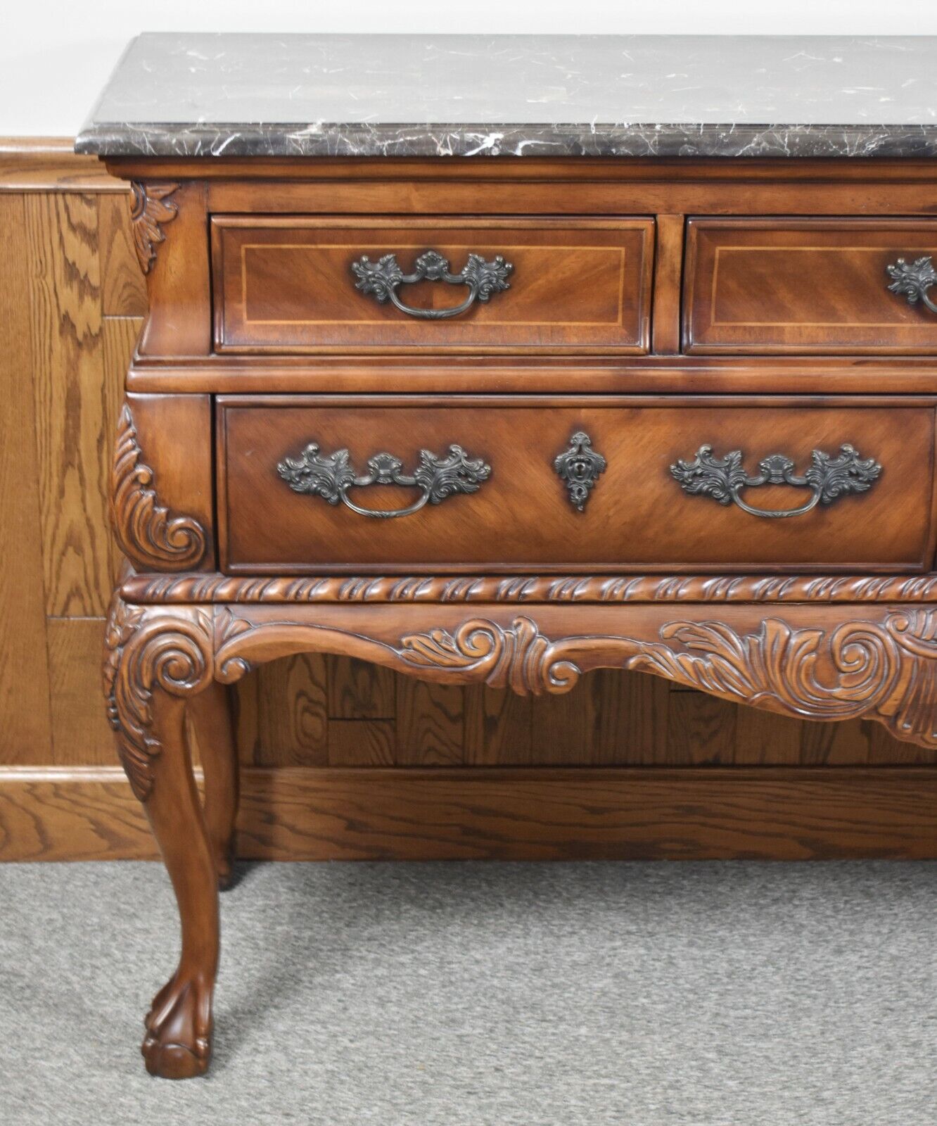 Broyhill Mahogany Marble Top Chest of Drawers Ball & Claw Chippendale Style