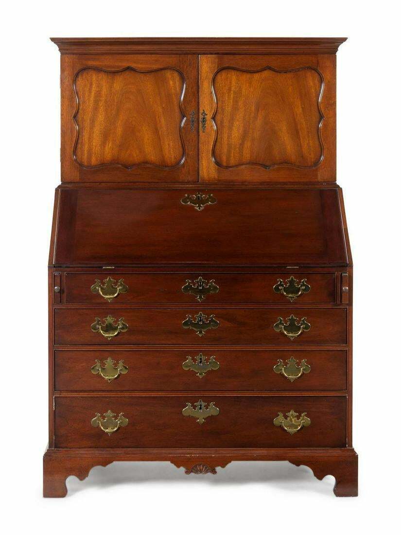 KITTINGER Colonial Williamsburg Mahogany Slant Front Desk with Bookcase CW-1